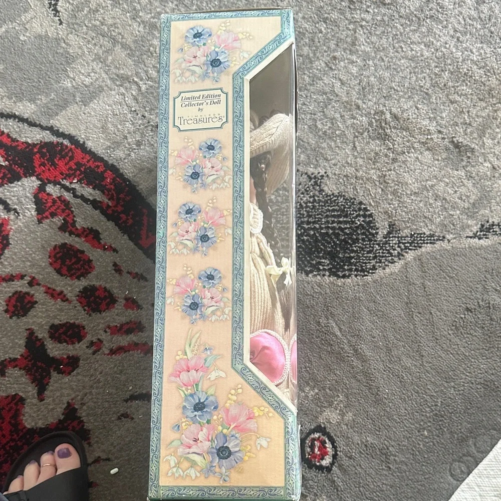 2001 Porcelain Doll with Pink Dress and Tan Coat